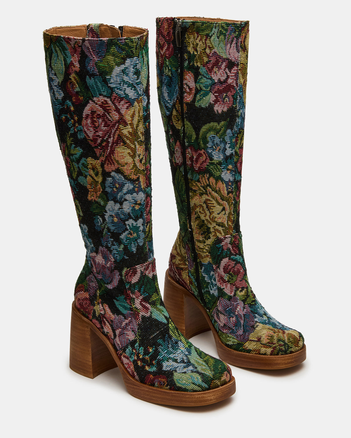FOLIE Tapestry Square-Toe Block Heel Knee-High Women's Boot | Steve Madden near me