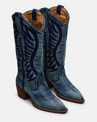 ALBANY Denim Fabric Pointed-Toe Women's Western Boot | Steve Madden discount