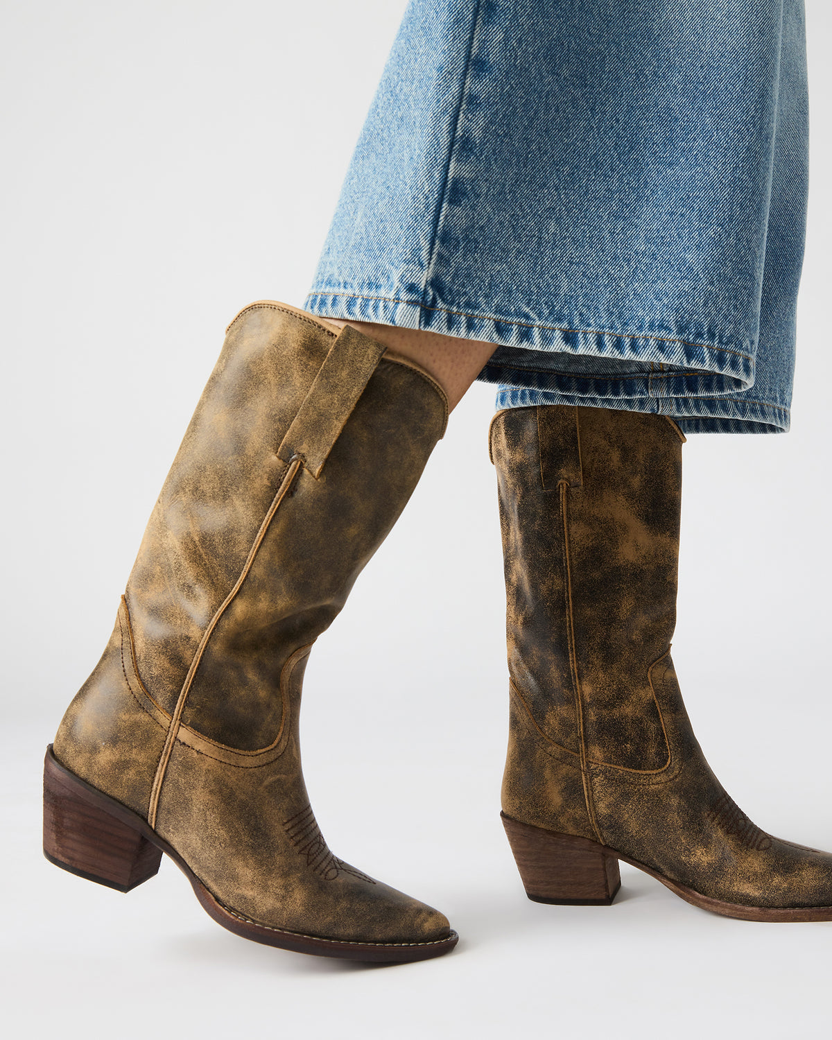 ALBANY Denim Fabric Pointed-Toe Women's Western Boot | Steve Madden discount