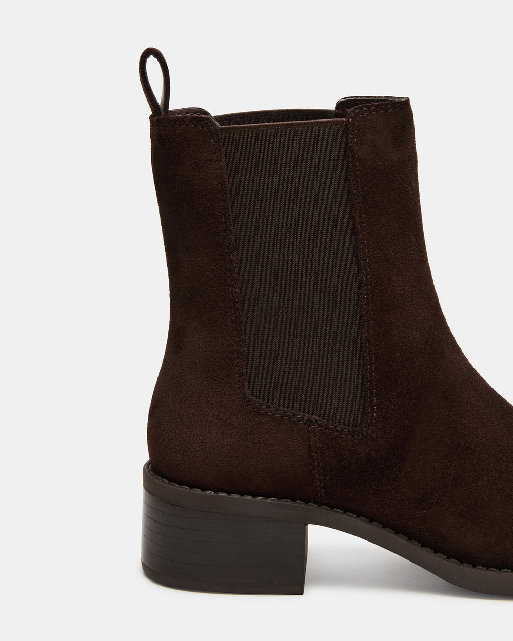 KAPLAN Brown Suede Chelsea Block Heel Women's Ankle Boot | Steve Madden US