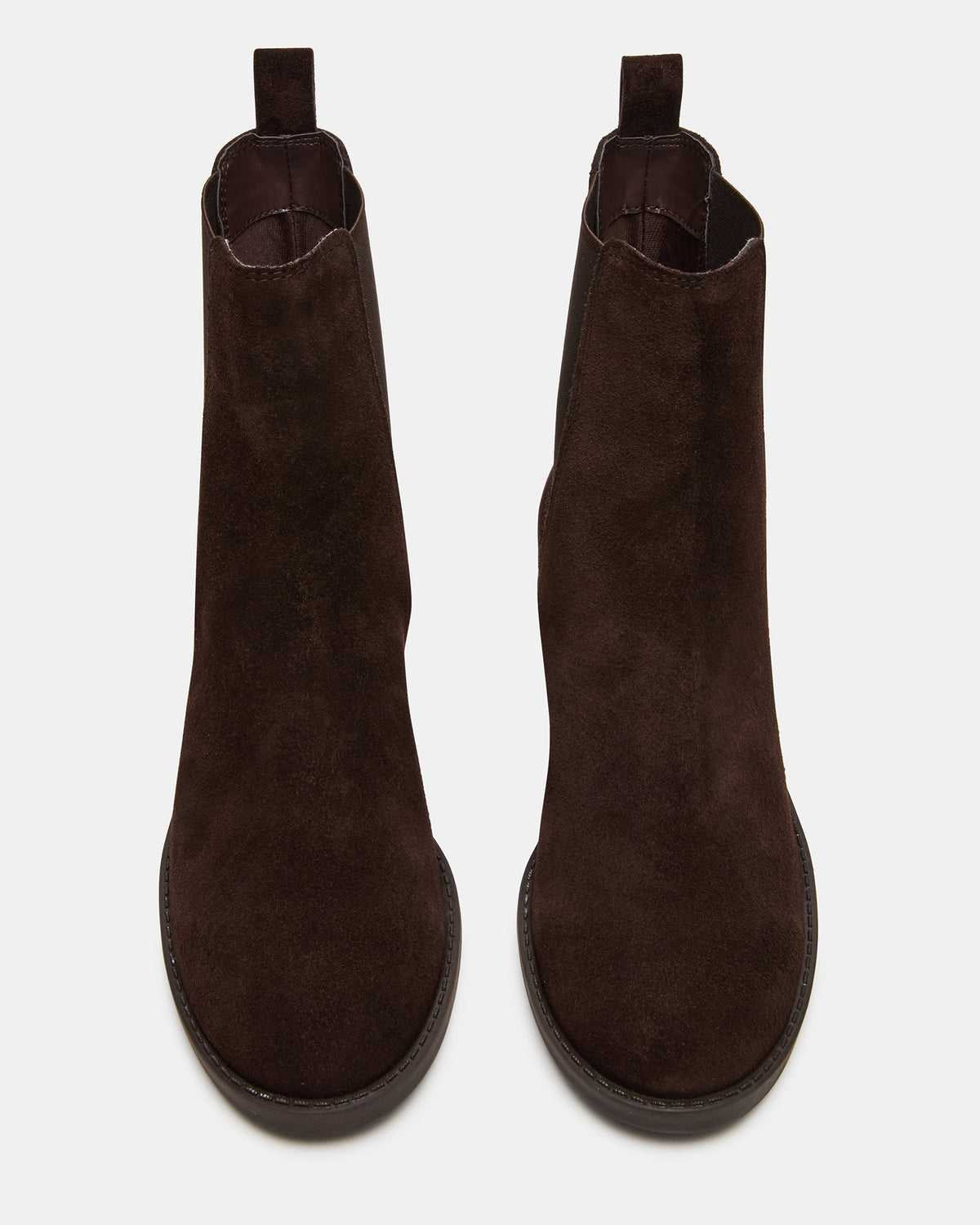 KAPLAN Brown Suede Chelsea Block Heel Women's Ankle Boot | Steve Madden US