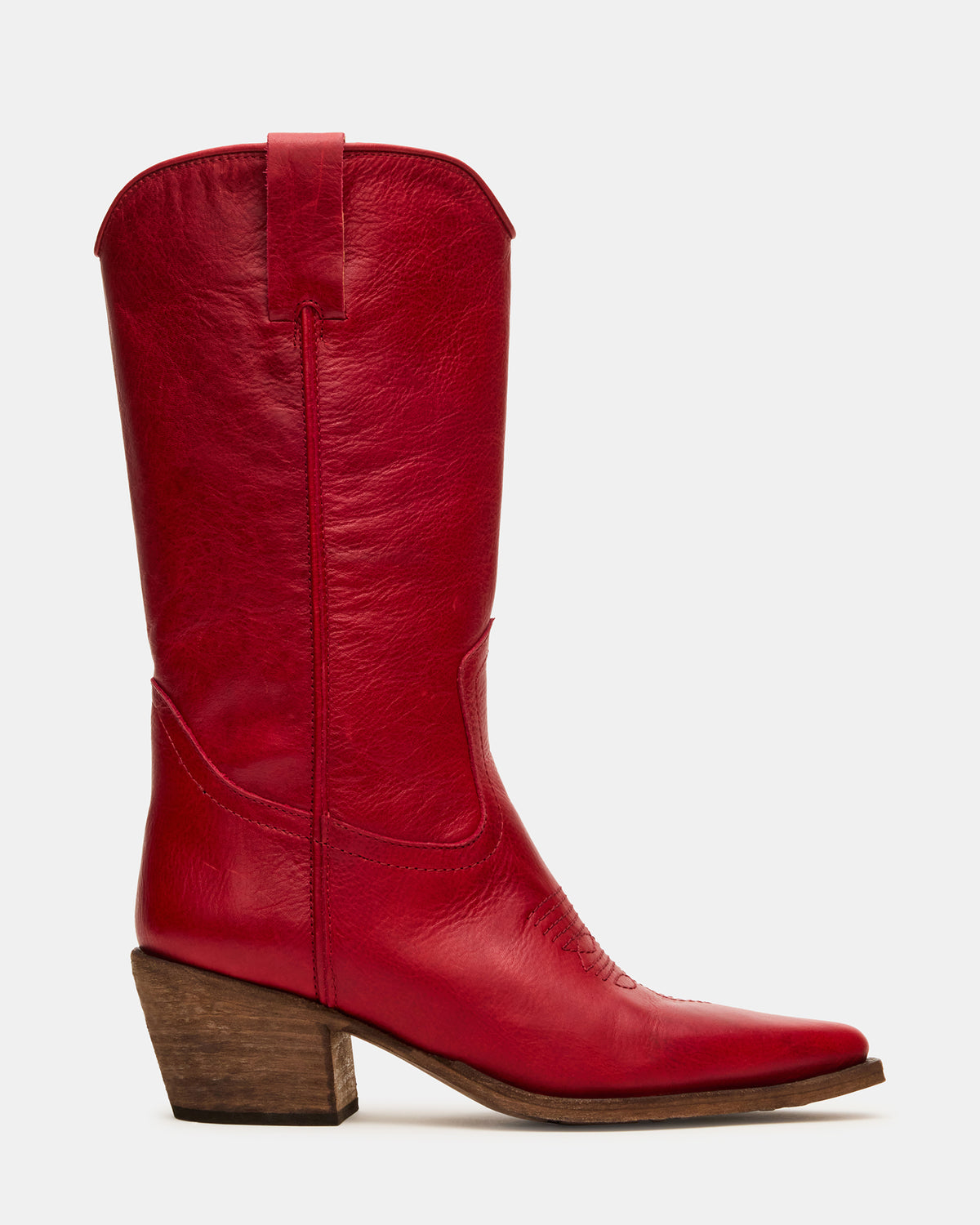 ALBANY Red Leather Pointed-Toe Women's Western Boot | Steve Madden outlet