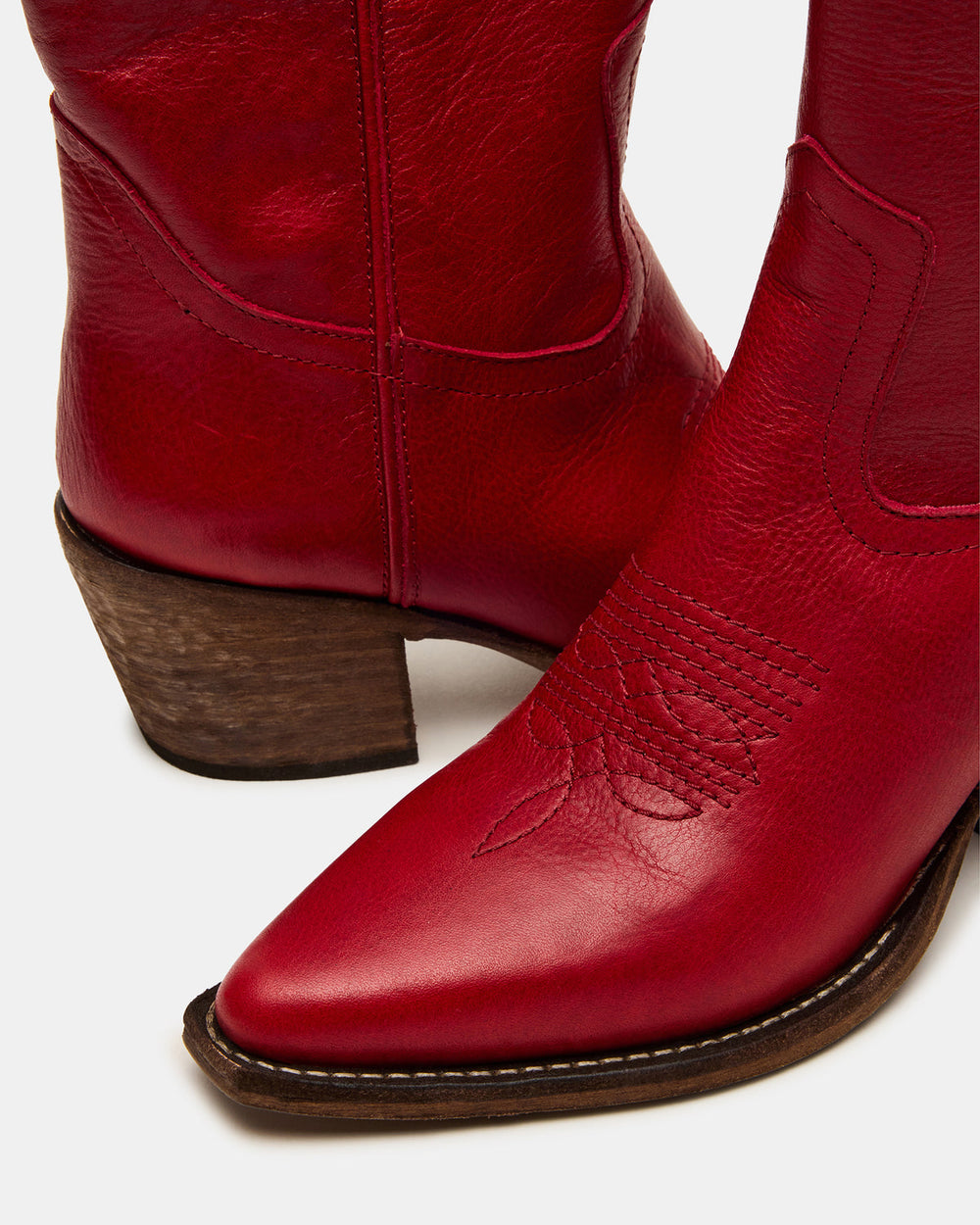 ALBANY Red Leather Pointed-Toe Women's Western Boot | Steve Madden outlet