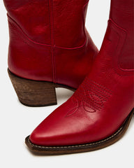 ALBANY Red Leather Pointed-Toe Women's Western Boot | Steve Madden outlet