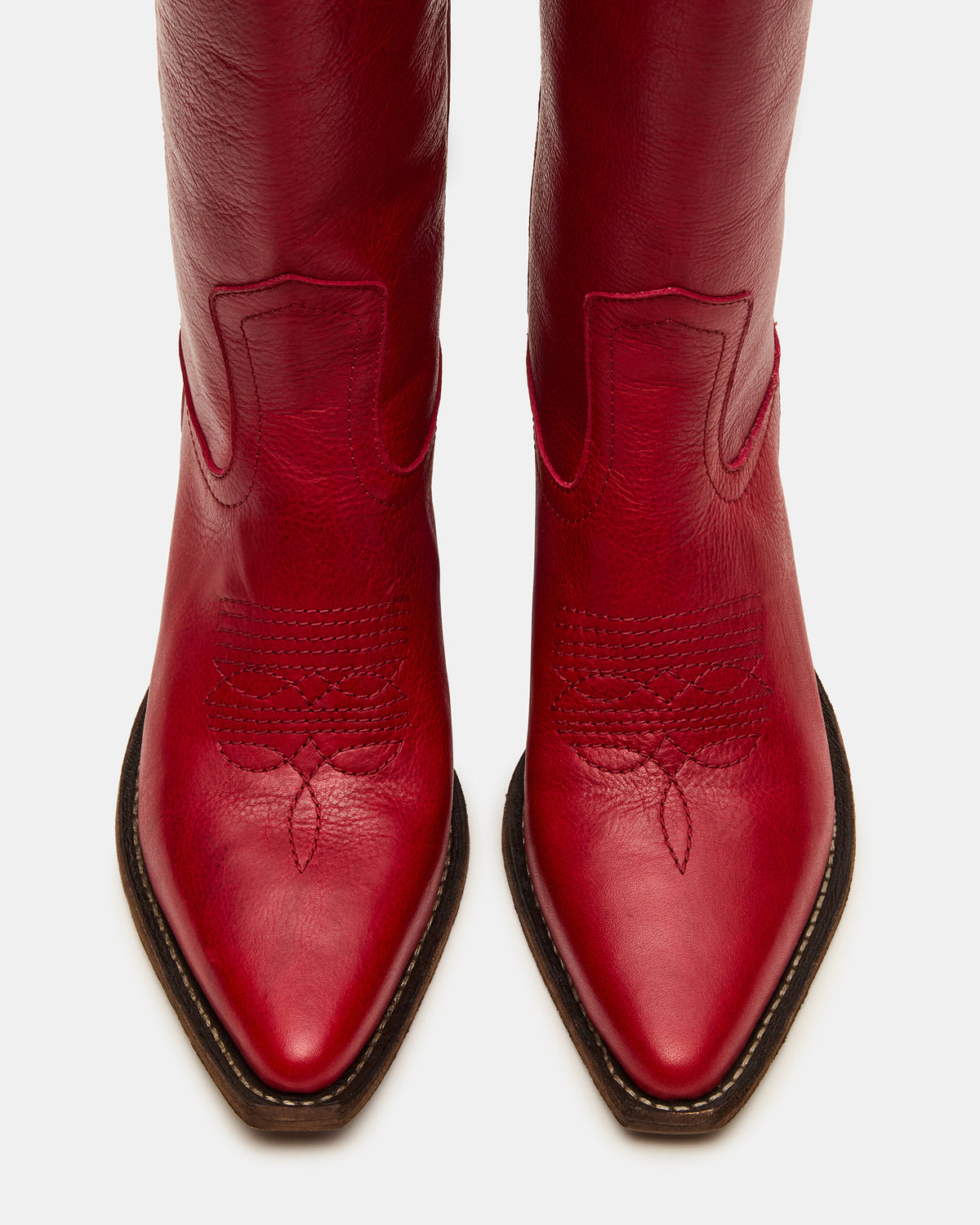 ALBANY Red Leather Pointed-Toe Women's Western Boot | Steve Madden outlet
