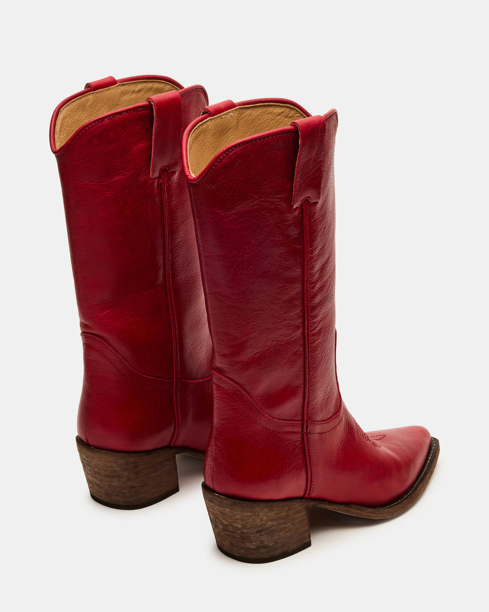 ALBANY Red Leather Pointed-Toe Women's Western Boot | Steve Madden outlet