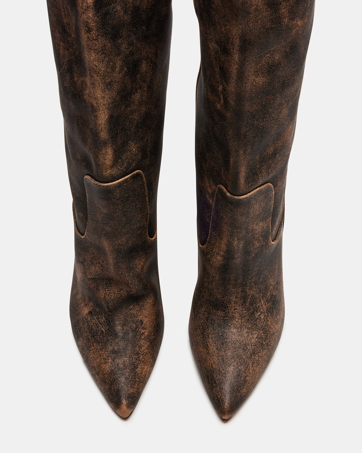 BADDIE Brown Distressed Over-The-Knee Moto Women's Boot | Steve Madden for Sale