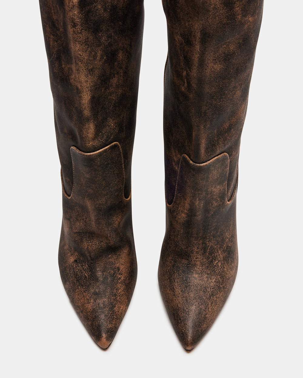 BADDIE Brown Distressed Over-The-Knee Moto Women's Boot | Steve Madden for Sale
