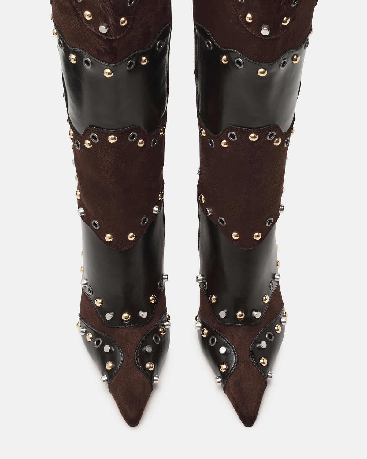 REVIVE Brown Multi Wide Calf Pointed-Toe Knee-High Stiletto Women's Boot | Steve Madden discount