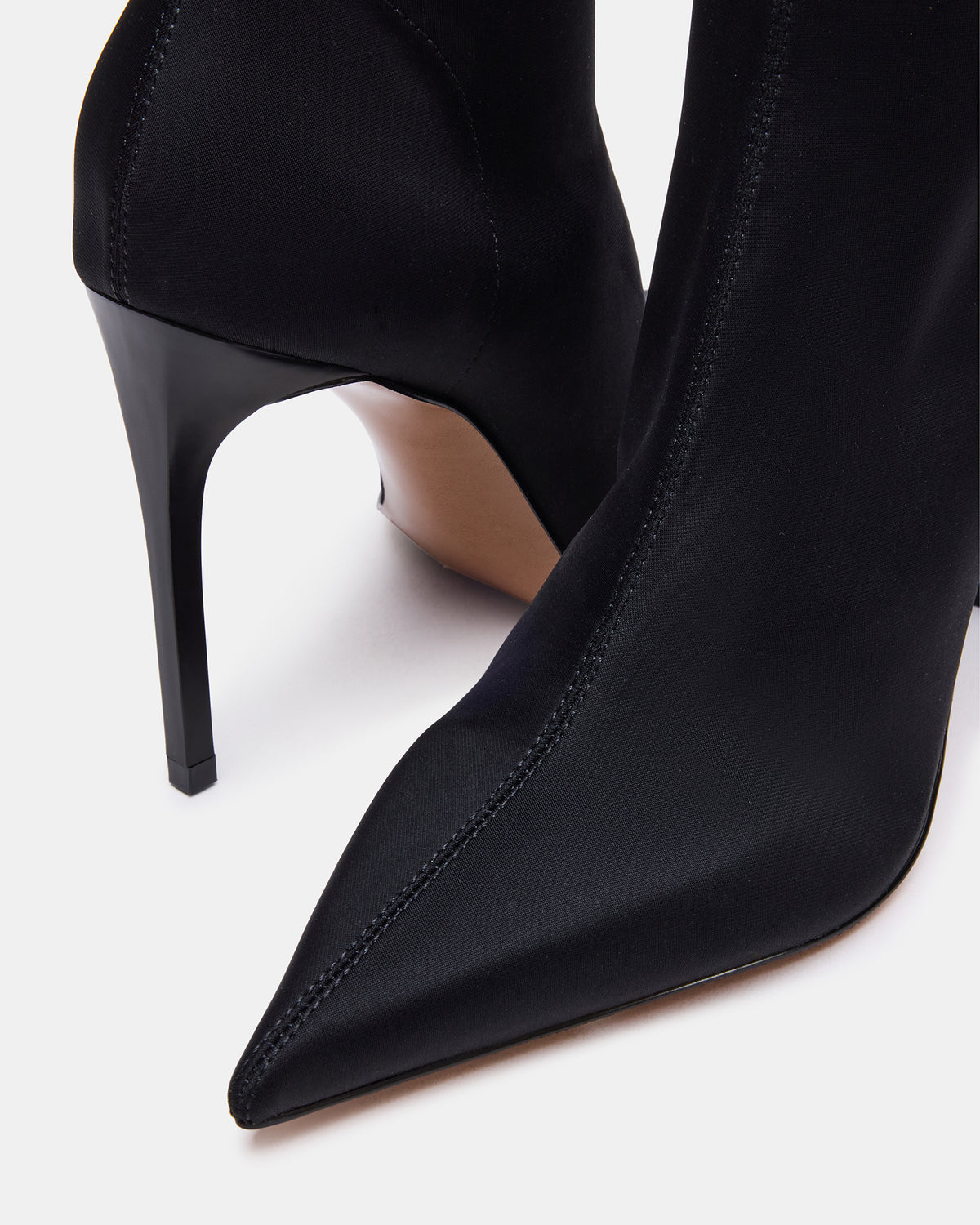 MIDNITE Black Pointed-Toe Stiletto Heel Sock Women's Ankle Boot | Steve Madden Sale