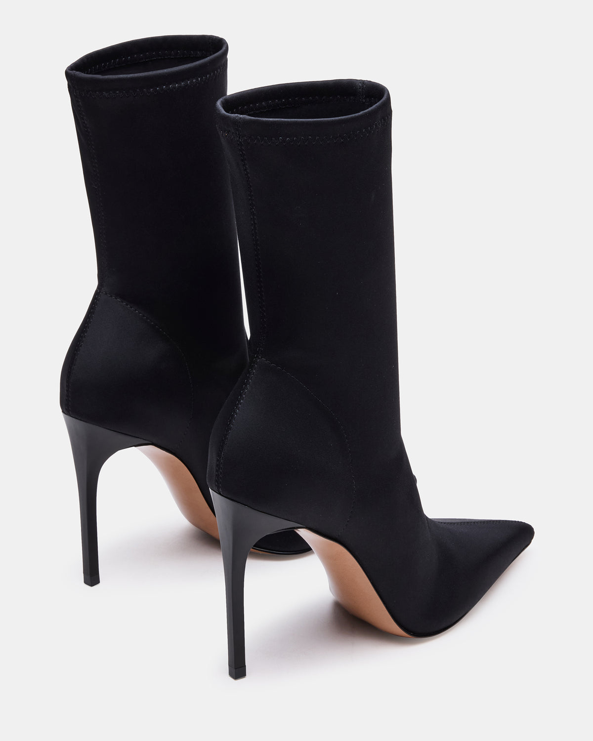 MIDNITE Black Pointed-Toe Stiletto Heel Sock Women's Ankle Boot | Steve Madden Sale