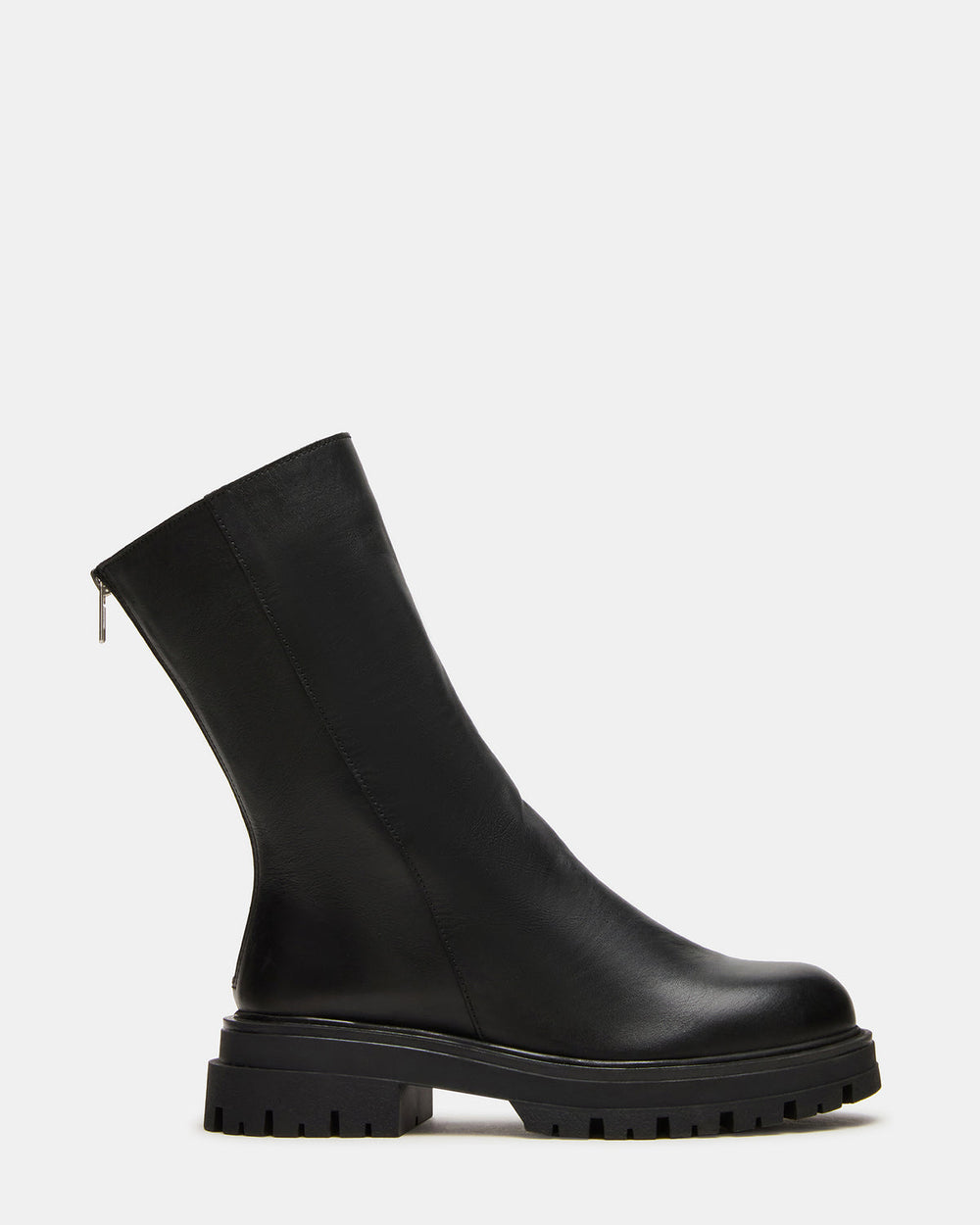 LAMI Black Leather Lug Sole Women's Ankle Boot | Steve Madden on Sale