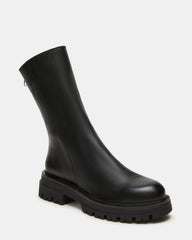 LAMI Black Leather Lug Sole Women's Ankle Boot | Steve Madden on Sale