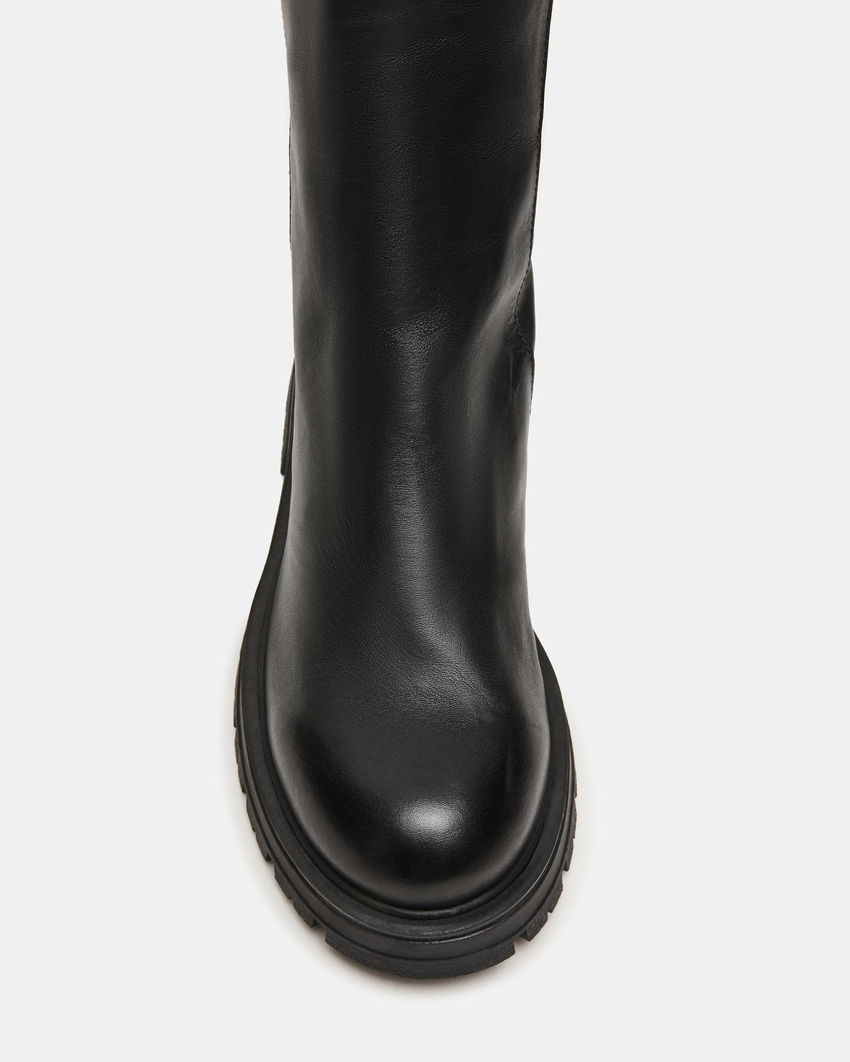 LAMI Black Leather Lug Sole Women's Ankle Boot | Steve Madden on Sale