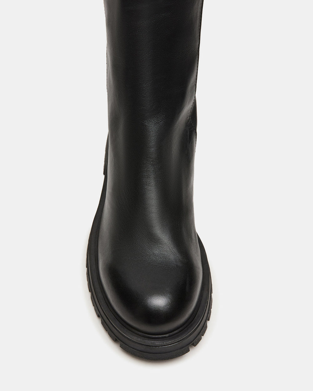 LAMI Black Leather Lug Sole Women's Ankle Boot | Steve Madden on Sale
