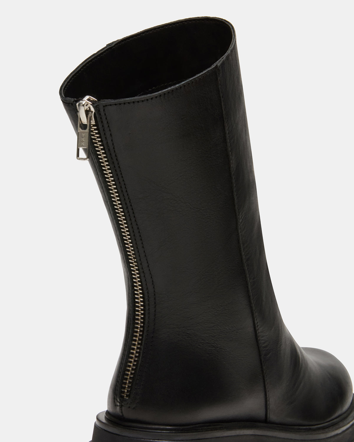 LAMI Black Leather Lug Sole Women's Ankle Boot | Steve Madden on Sale