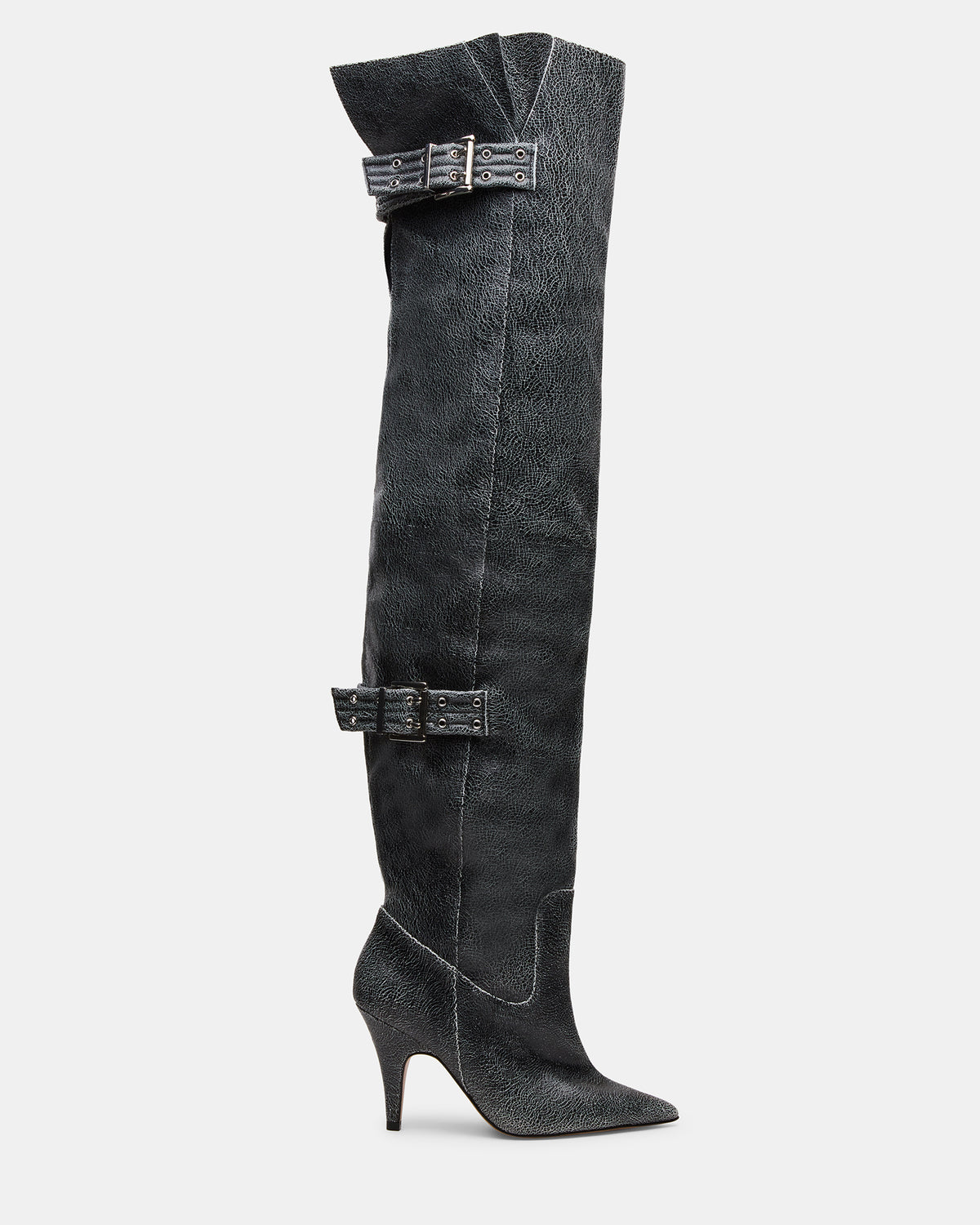 BADDIE Black Distressed Over-The-Knee Moto Women's Boot | Steve Madden near me