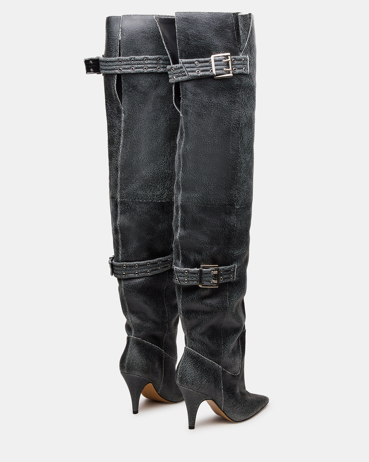 BADDIE Black Distressed Over-The-Knee Moto Women's Boot | Steve Madden near me