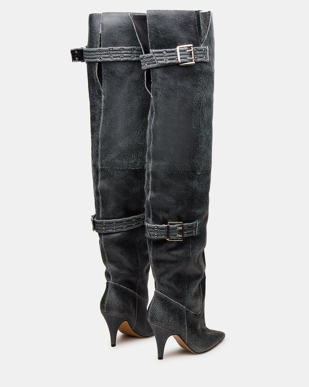 BADDIE Black Distressed Over-The-Knee Moto Women's Boot | Steve Madden near me