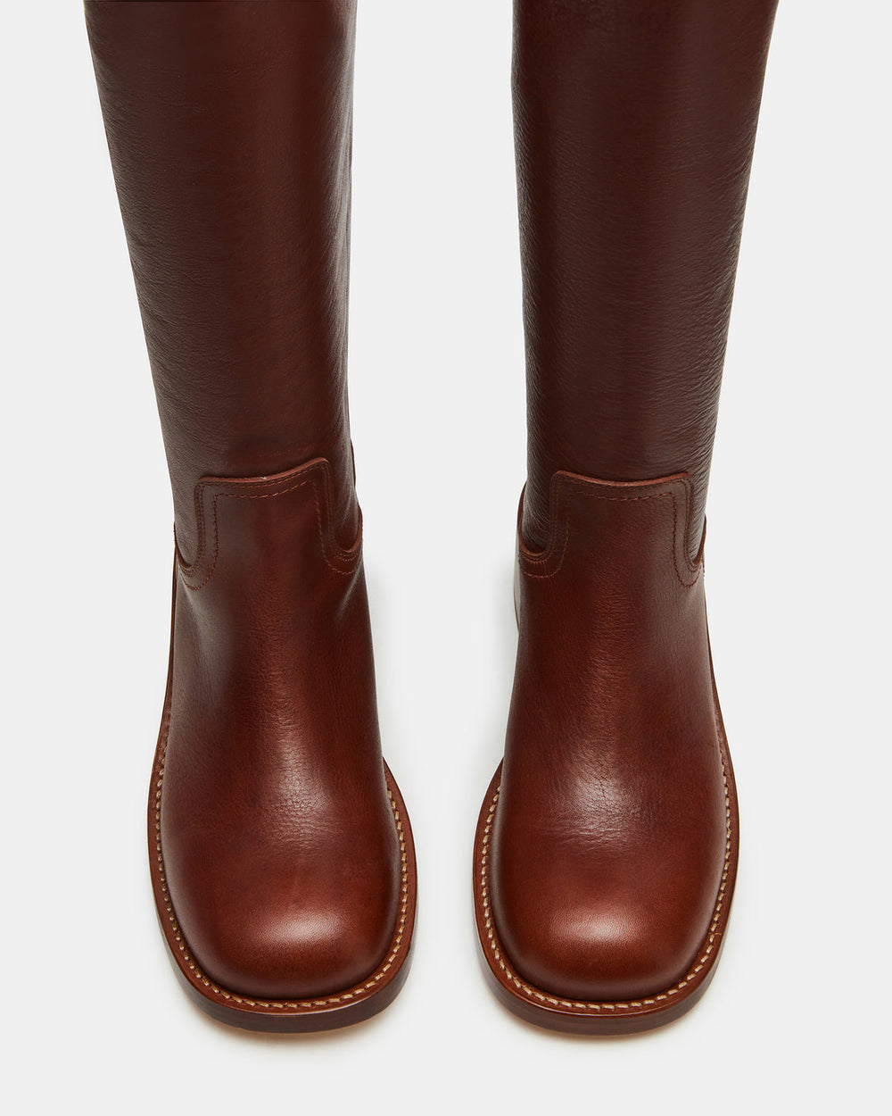 RIGGS Rust Leather Wide Calf Square-Toe Women's Boot | Steve Madden discount