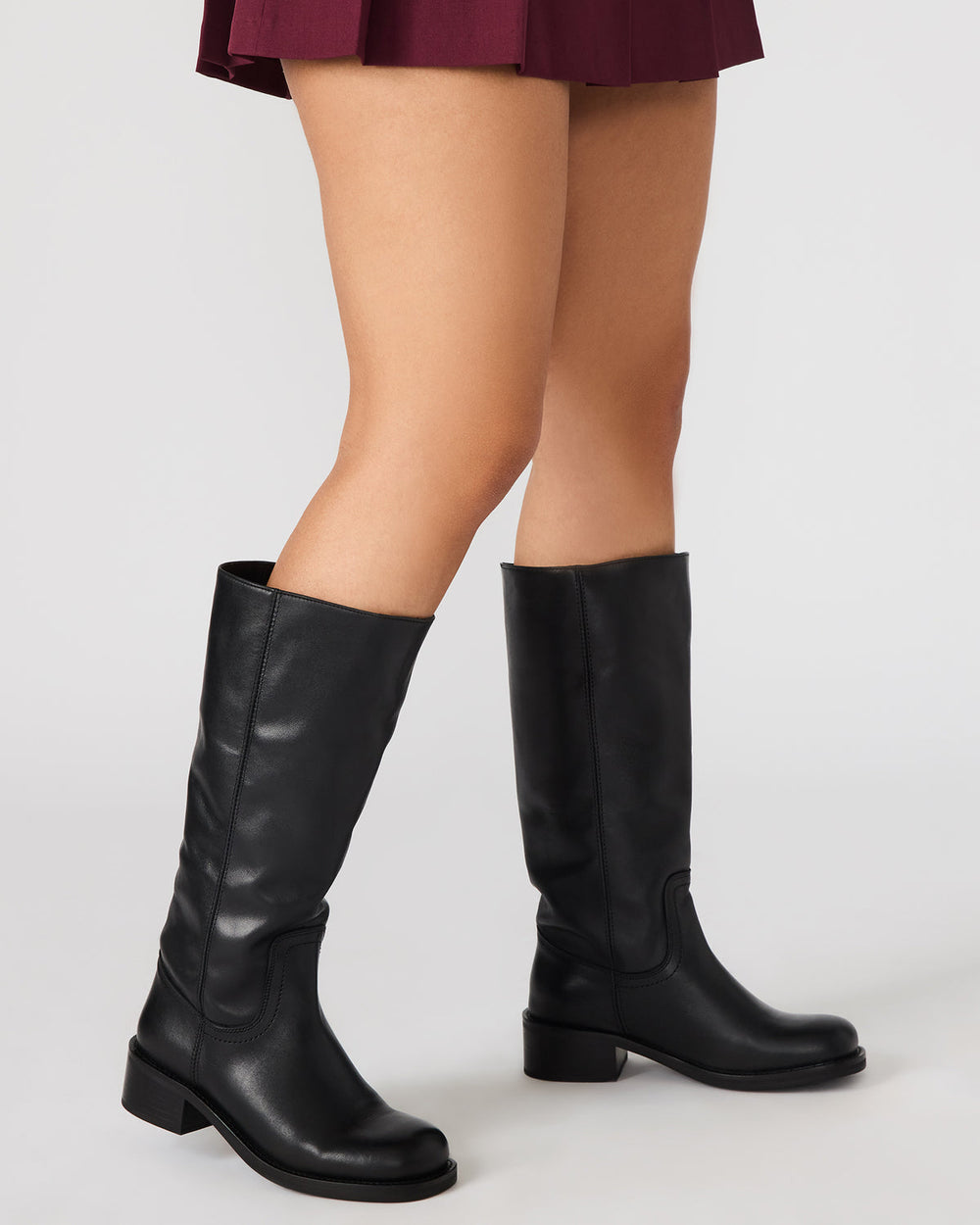 RIGGS Rust Leather Wide Calf Square-Toe Women's Boot | Steve Madden discount