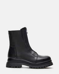 MILTON Black Leather Moto Women's Ankle Boot | Steve Madden US