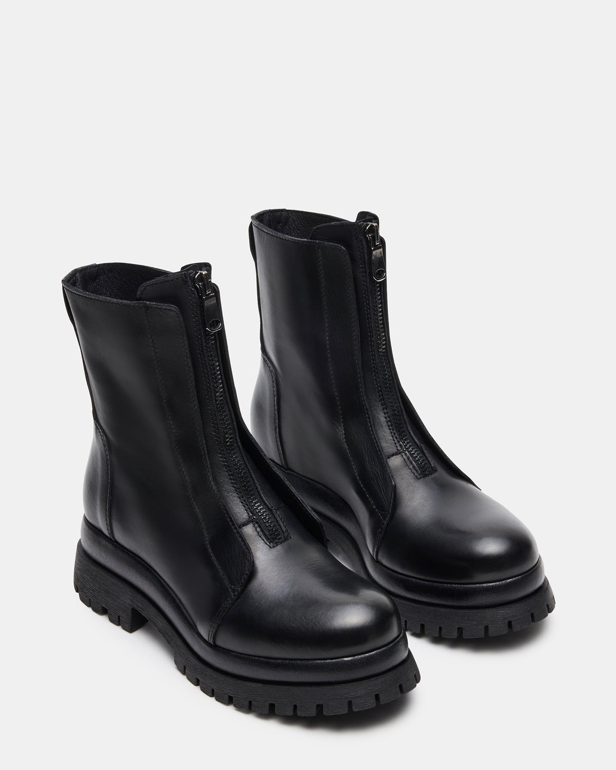 MILTON Black Leather Moto Women's Ankle Boot | Steve Madden US