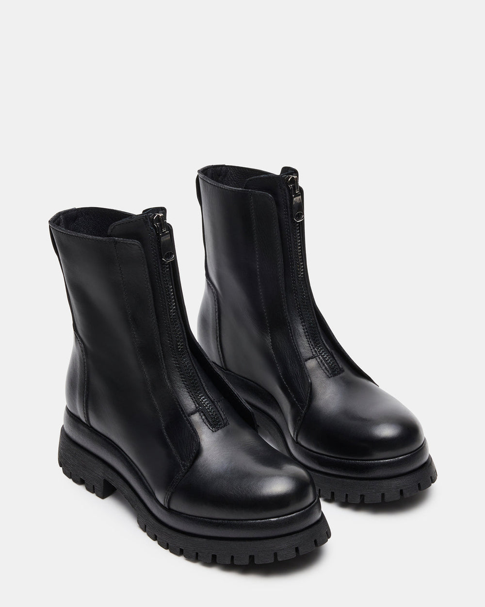 MILTON Black Leather Moto Women's Ankle Boot | Steve Madden US