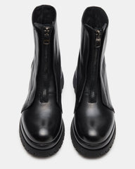 MILTON Black Leather Moto Women's Ankle Boot | Steve Madden US