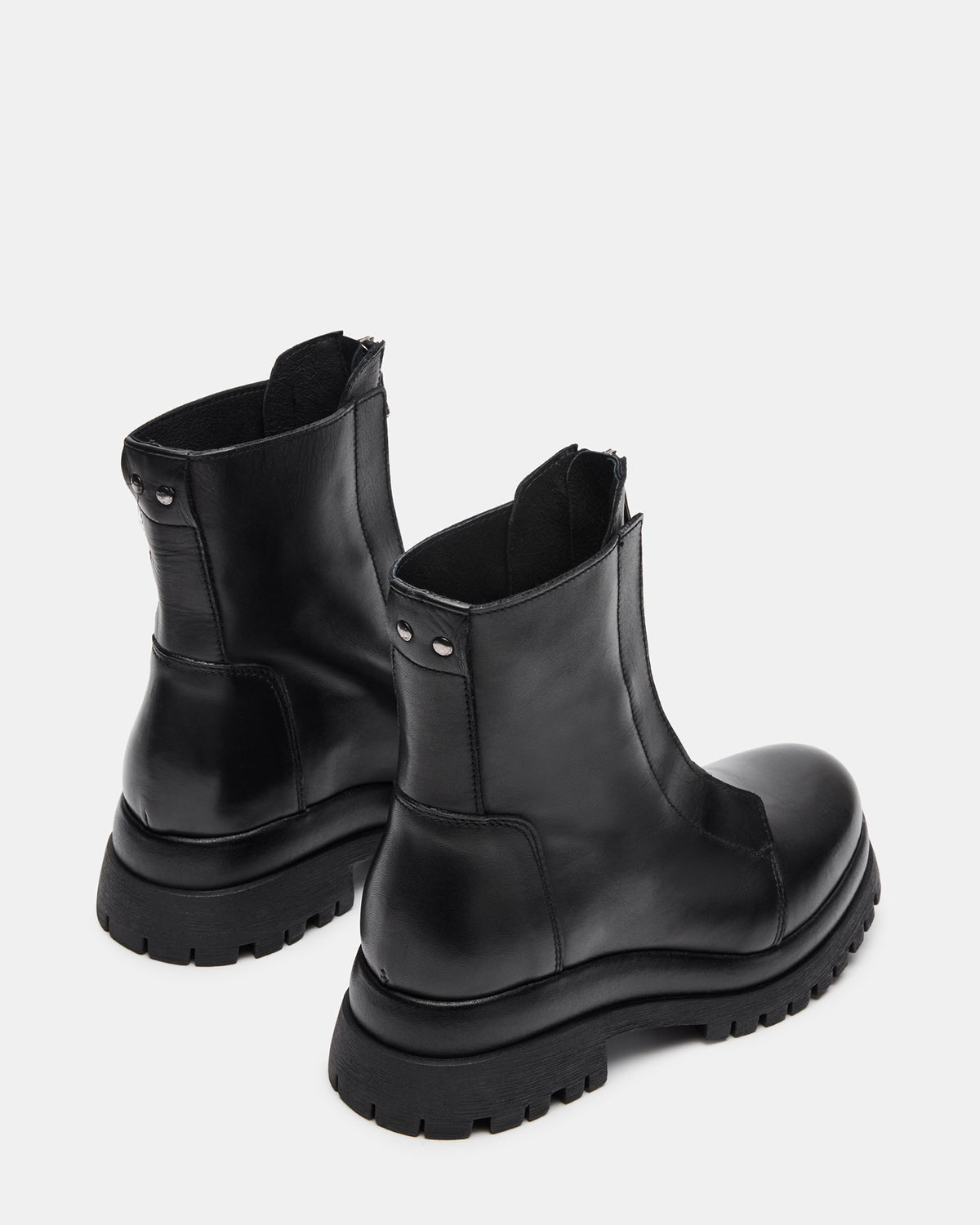 MILTON Black Leather Moto Women's Ankle Boot | Steve Madden US