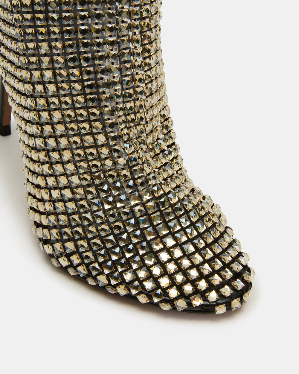 DANCIN Gold Multi Stiletto Heeled Mesh Rhinestone Women's Ankle Boot | Steve Madden Sale