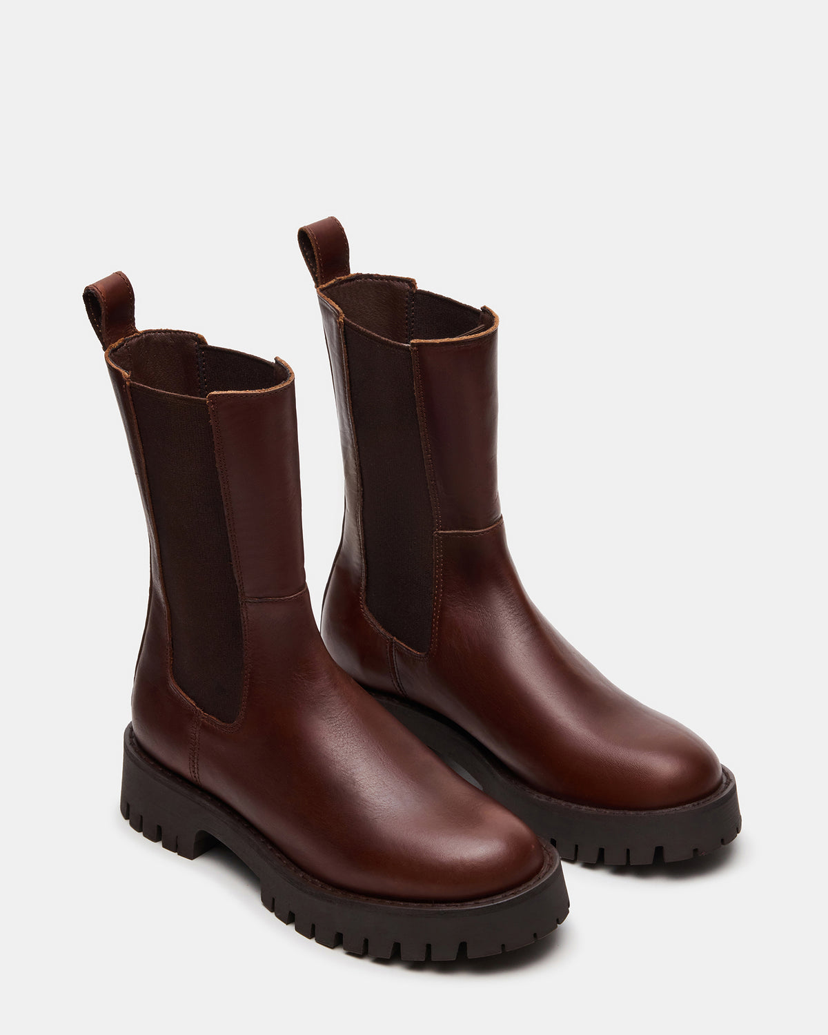 LOWA Brown Leather Lug Chelsea Platform Women's Ankle Boot | Steve Madden for Sale