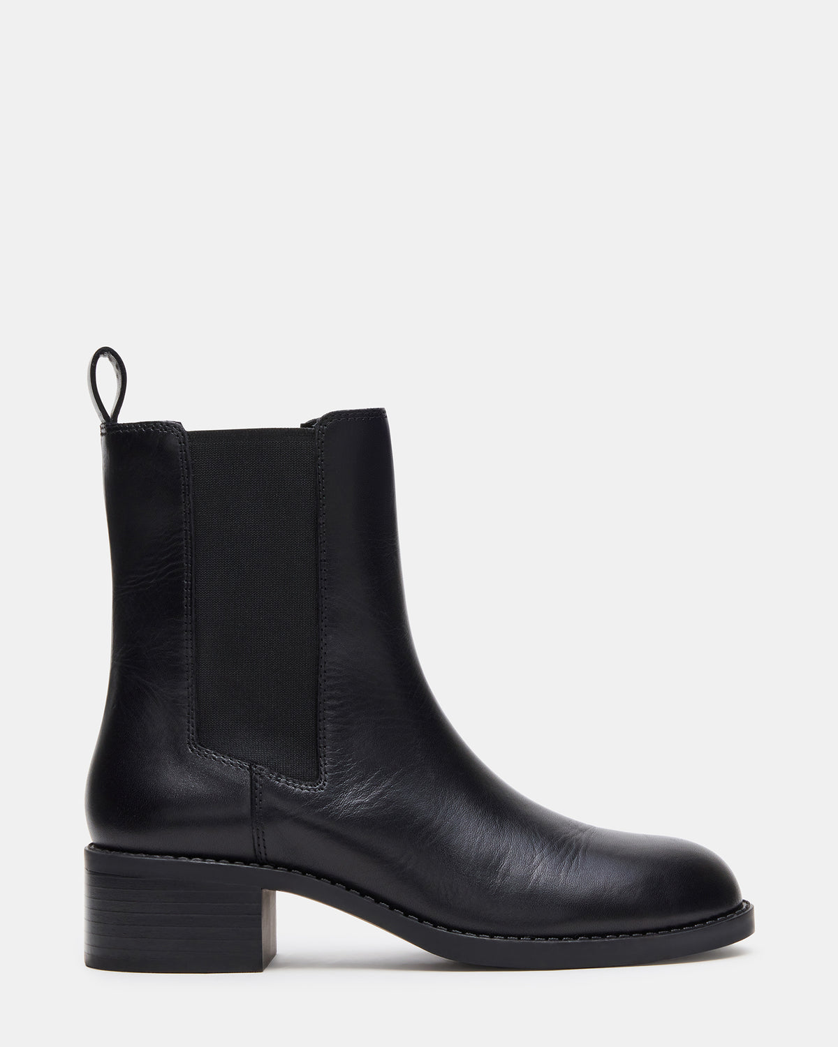 KAPLAN Black Leather Chelsea Block Heel Women's Ankle Boot | Steve Madden discount