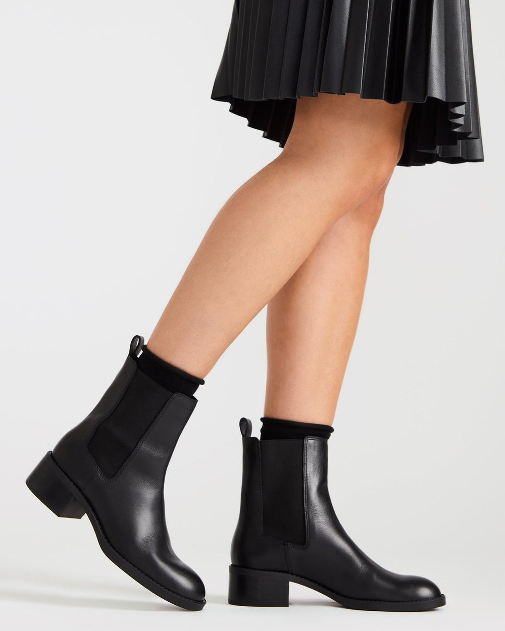 KAPLAN Black Leather Chelsea Block Heel Women's Ankle Boot | Steve Madden discount