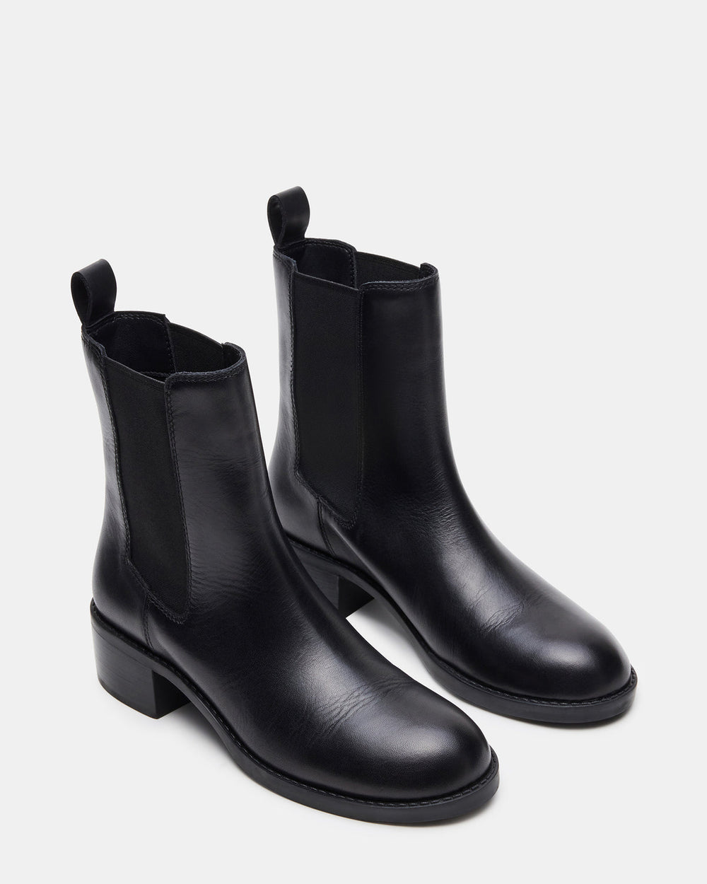 KAPLAN Black Leather Chelsea Block Heel Women's Ankle Boot | Steve Madden discount