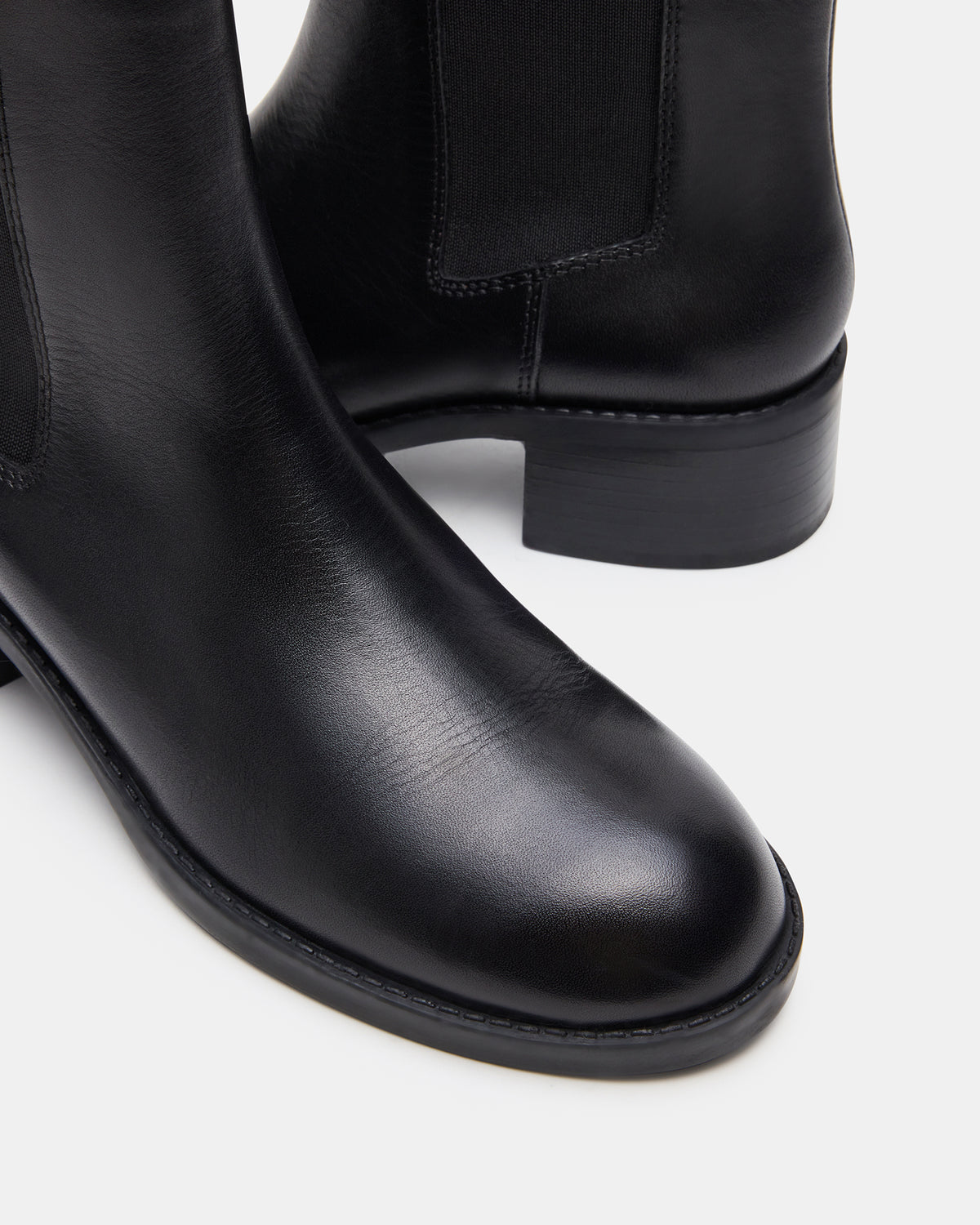 KAPLAN Black Leather Chelsea Block Heel Women's Ankle Boot | Steve Madden discount