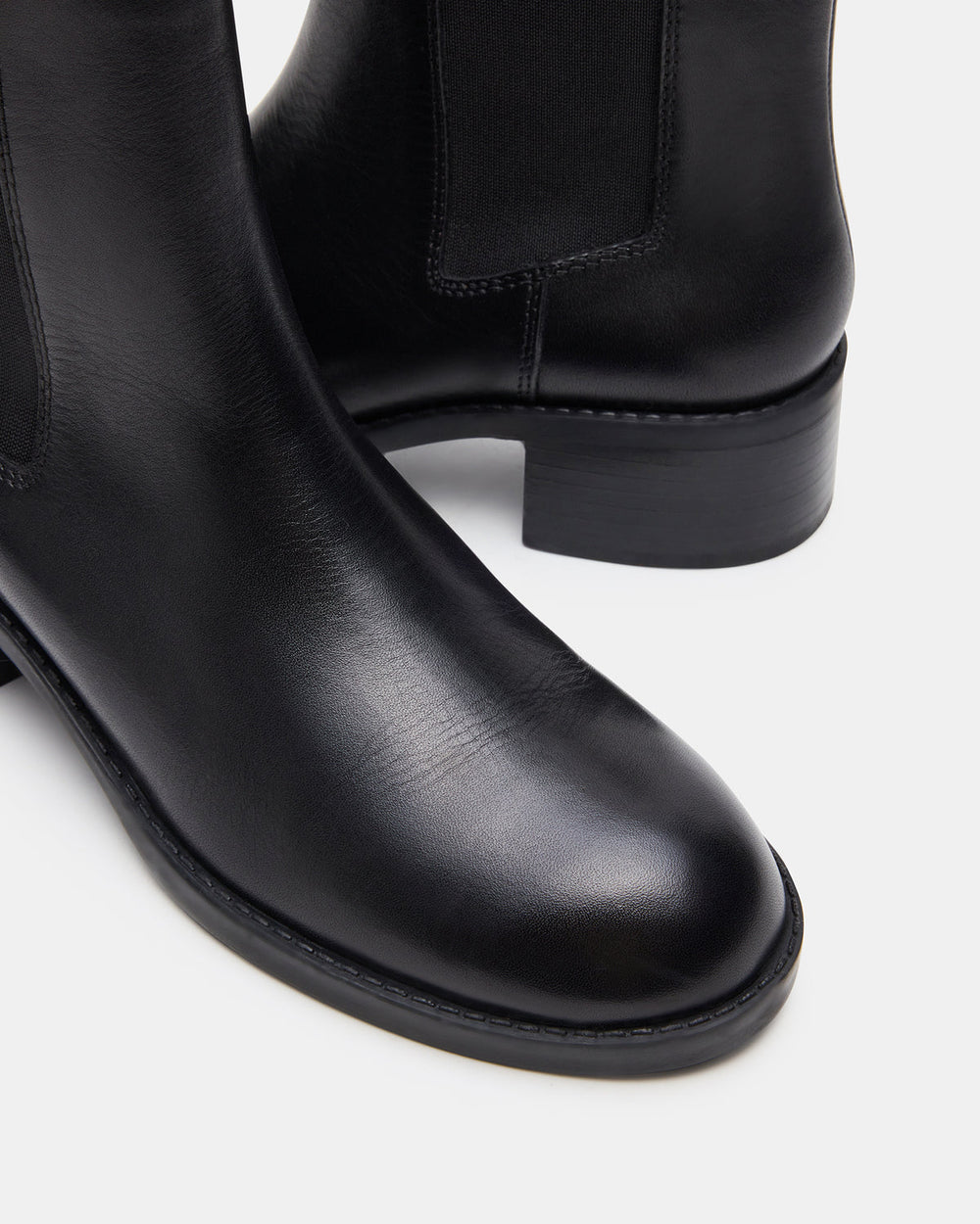 KAPLAN Black Leather Chelsea Block Heel Women's Ankle Boot | Steve Madden discount