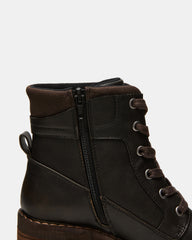 TUFF Dark Brown Lace-Up Block Heel Women's Ankle Boot | Steve Madden outlet