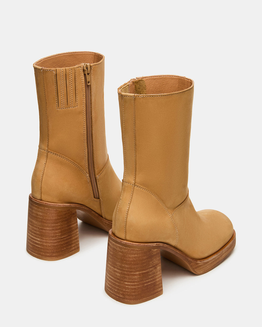 FUSION Banana Leather Square-Toe Block Heel Women's Ankle Boot | Steve Madden Sale