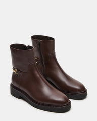 DIABLO Brown Leather Women's Ankle Boot | Steve Madden on Sale