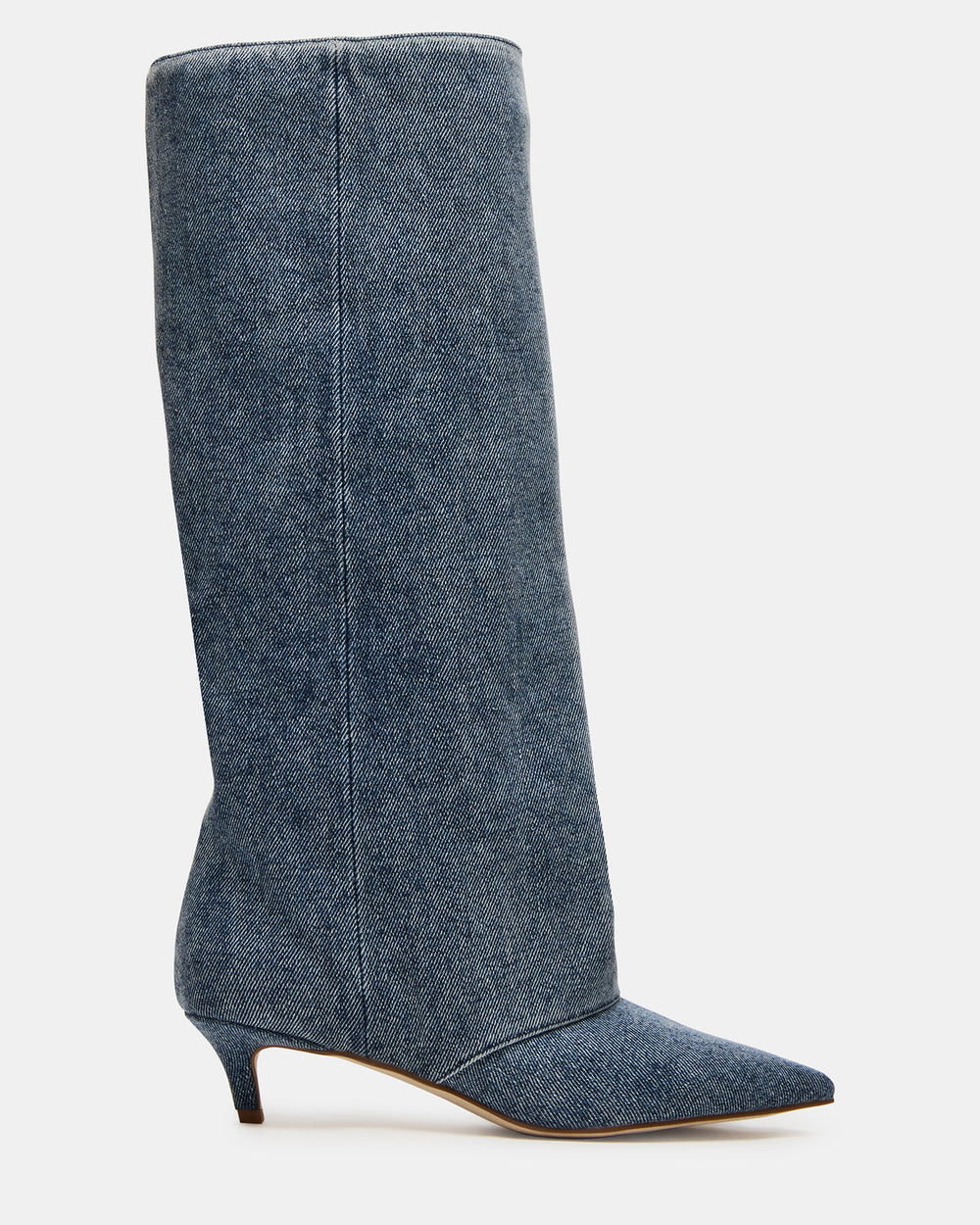 LUCA Denim Fabric Pointed-Toe Cuffed Kitten Heel Women's Boot | Steve Madden near me