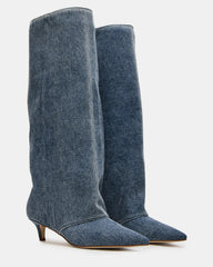 LUCA Denim Fabric Pointed-Toe Cuffed Kitten Heel Women's Boot | Steve Madden near me