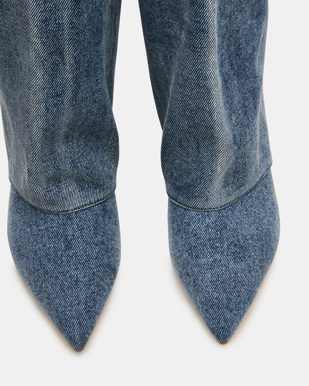 LUCA Denim Fabric Pointed-Toe Cuffed Kitten Heel Women's Boot | Steve Madden near me