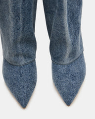 LUCA Denim Fabric Pointed-Toe Cuffed Kitten Heel Women's Boot | Steve Madden near me