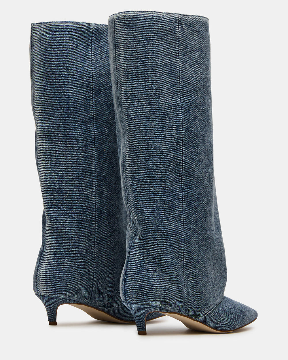 LUCA Denim Fabric Pointed-Toe Cuffed Kitten Heel Women's Boot | Steve Madden near me