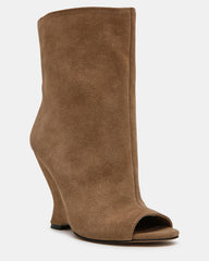 RYLIX Taupe Suede Wedge Peep-Toe Women's Ankle Boot | Steve Madden Sale