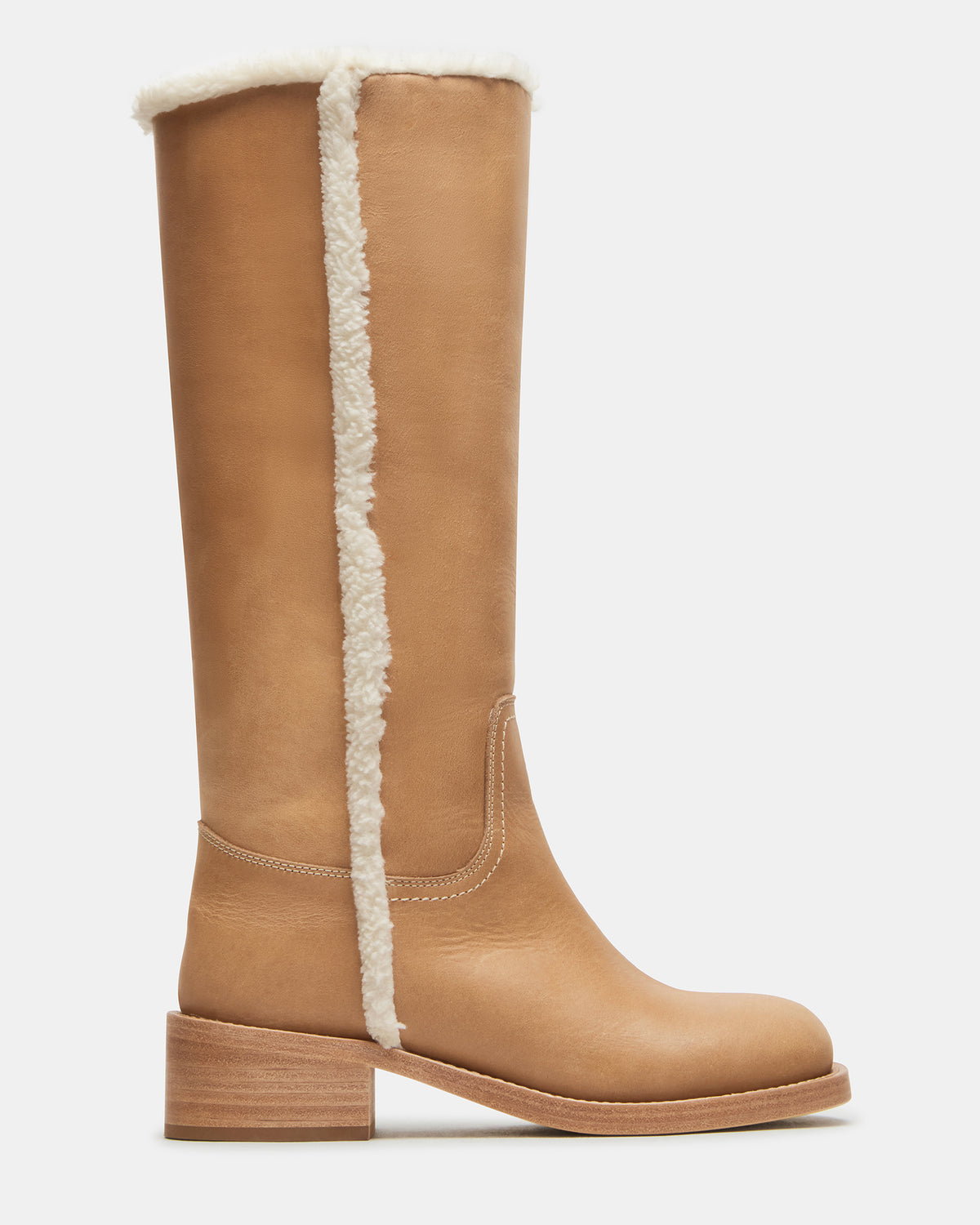 RIGGS Faux Fur Banana Leather Square-Toe Women's Boot | Steve Madden for Sale
