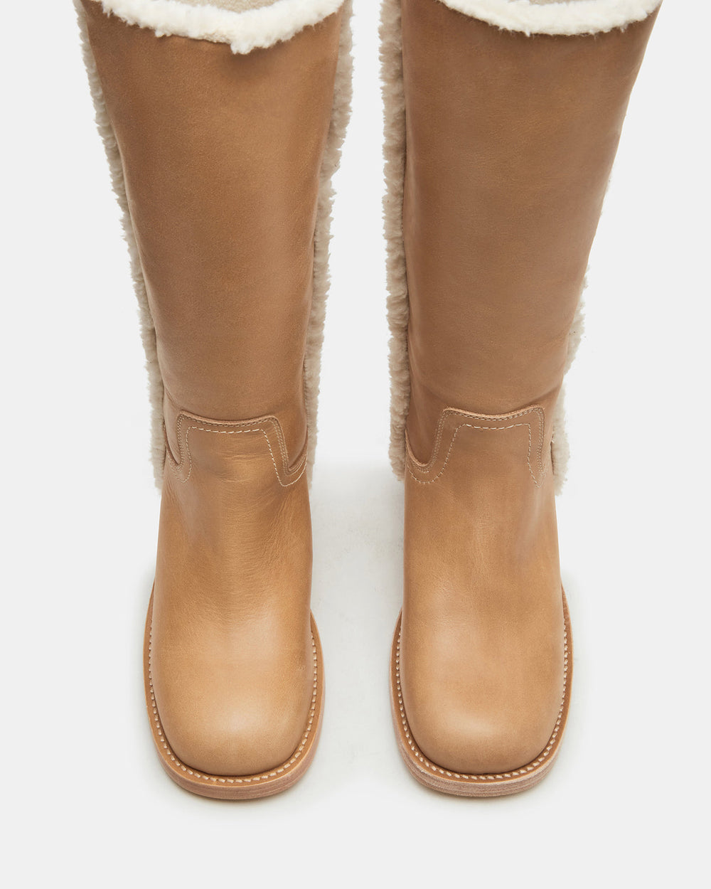 RIGGS Faux Fur Banana Leather Square-Toe Women's Boot | Steve Madden for Sale