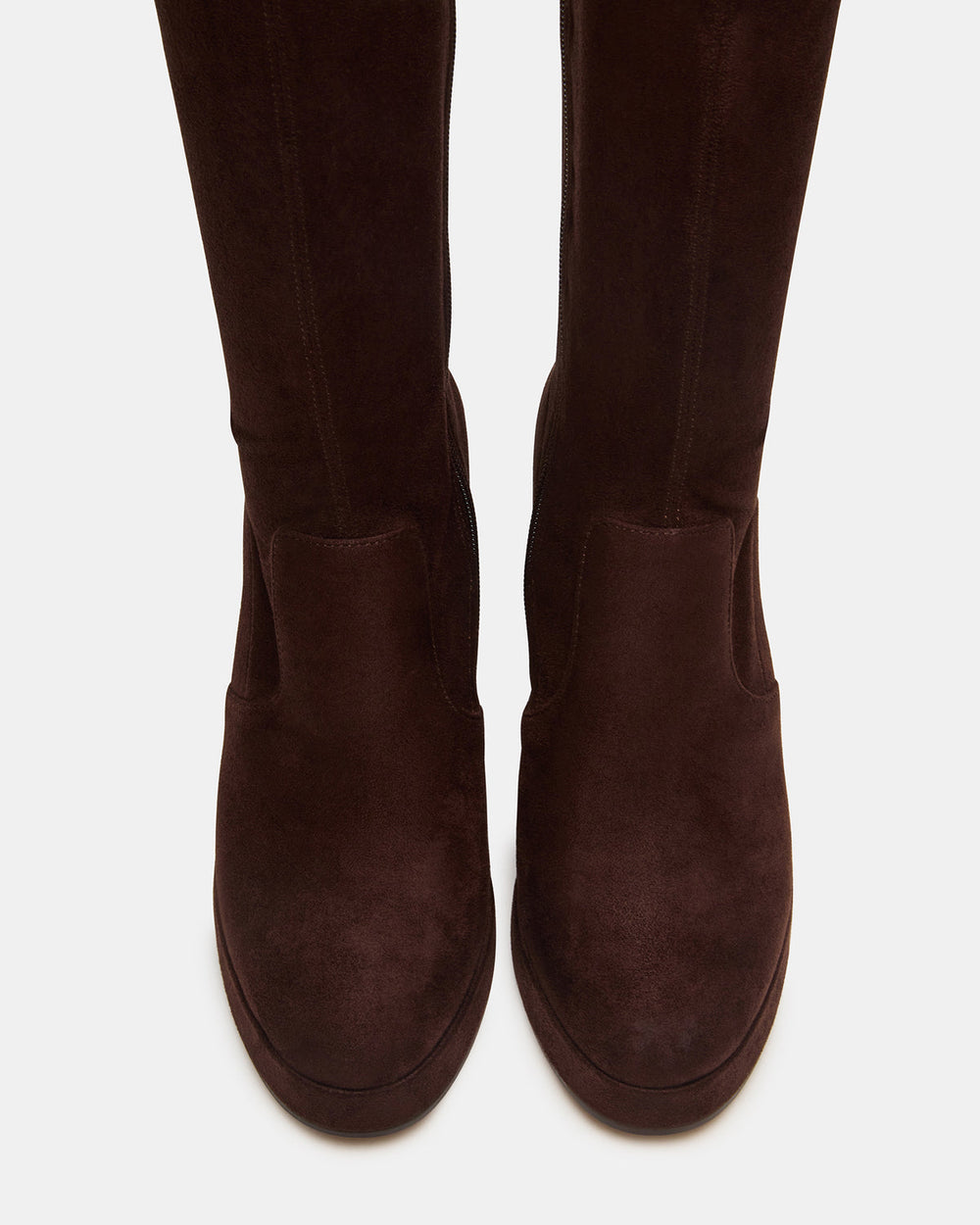 TWAIN Brown Wide Calf Knee-High Block Heel Women's Boot | Steve Madden on Sale