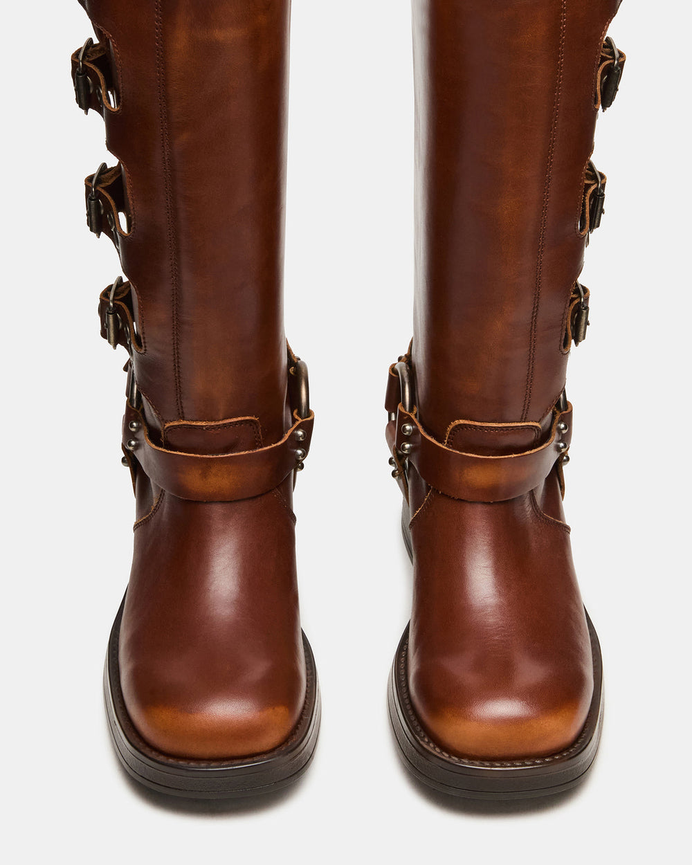ROCKY Cognac Distressed Knee-High Moto Women's Boot | Steve Madden online